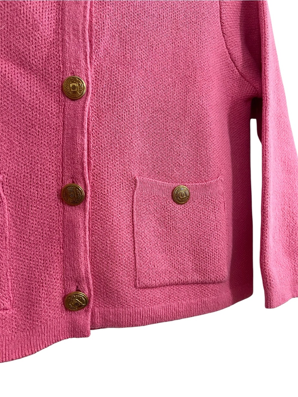 Zara Vibrant Pink Cardigan with Embossed Gold Buttons - Picture 6 of 12